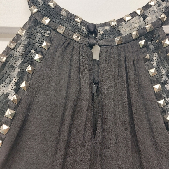 Hannah Jo Silk studded sequin embellished Sleeveless Top L Whimsigoth Grunge - Picture 7 of 13